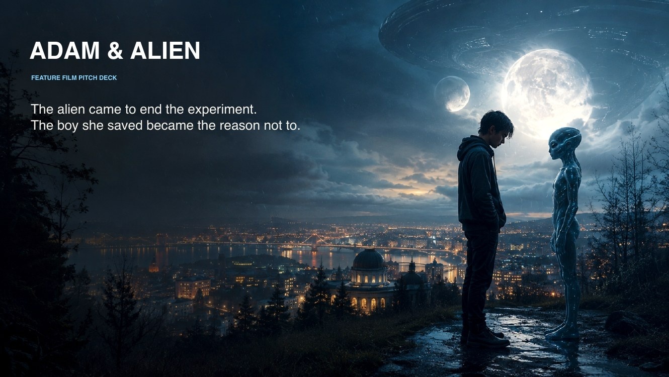 Adam & Alien pitch deck first slide