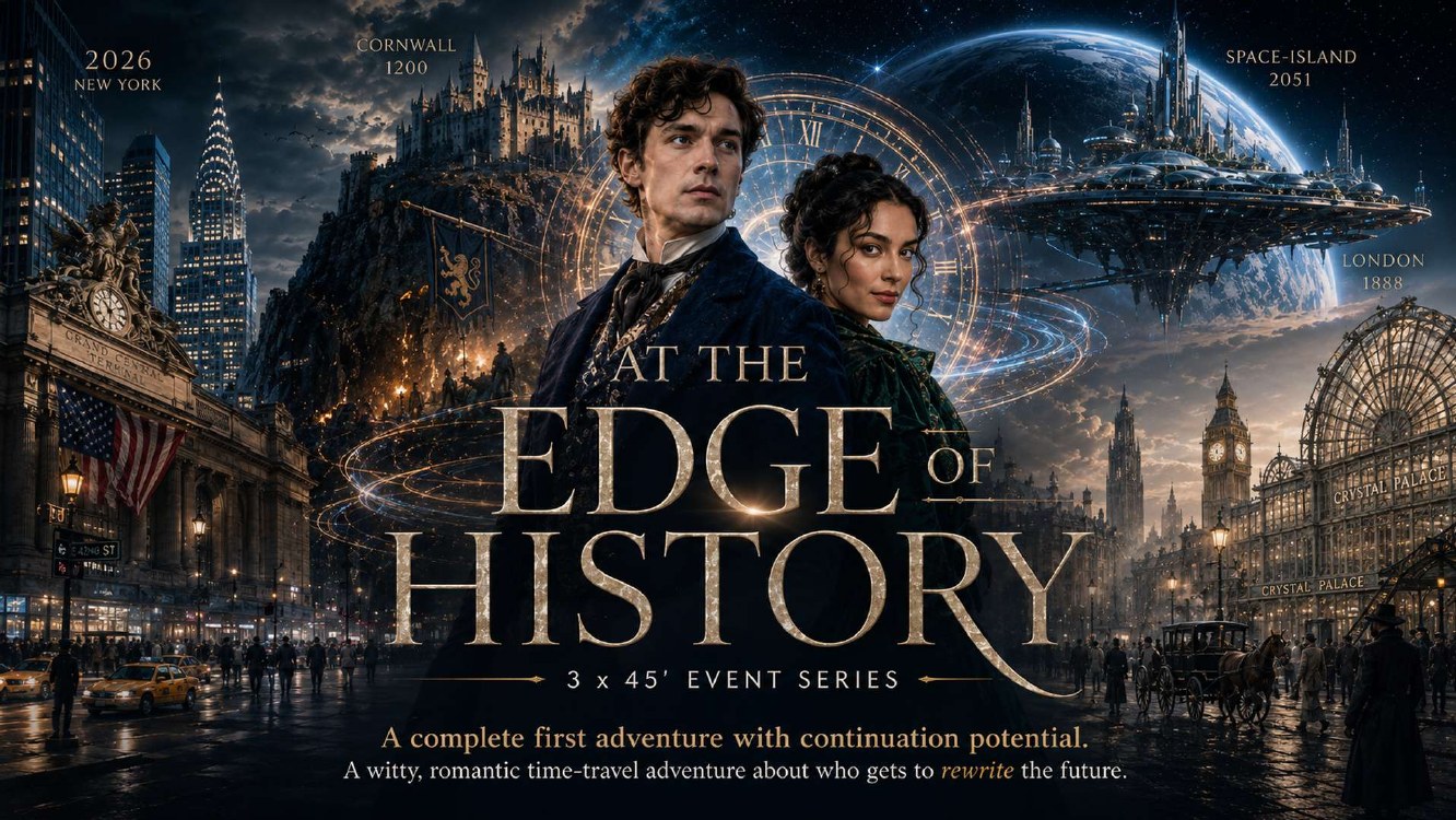 At the Edge of History pitch deck first slide