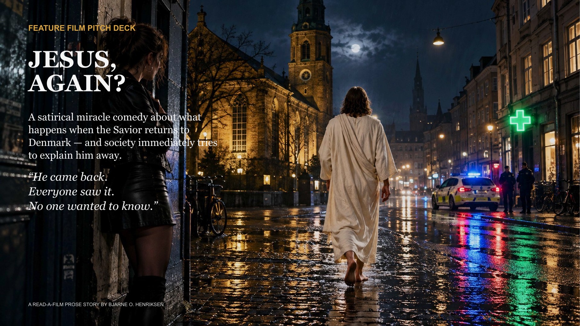 Jesus, Again? pitch deck first slide